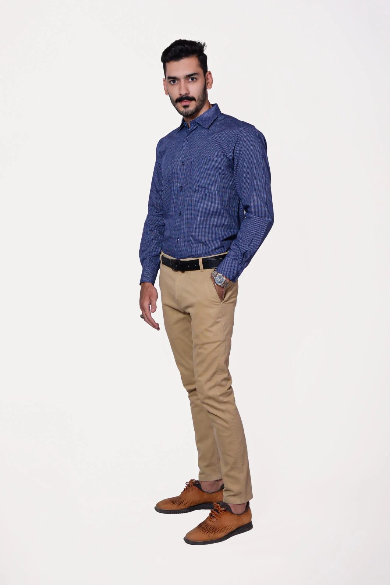 Firdous Blue Dotted Menβs Formal Shirt Cotton